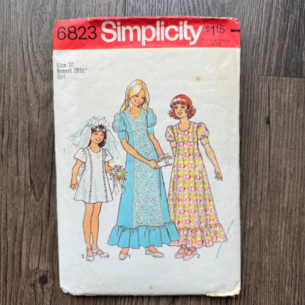 Vintage 1970s Simplicity 6823 Sewing Pattern Size XXS Cottagecore Dress COMPLETE